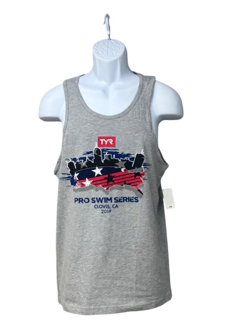 TYR Unisex Pro Swim Series Clovis, CA 2019 Tank Top, heather Gray, Sz. S